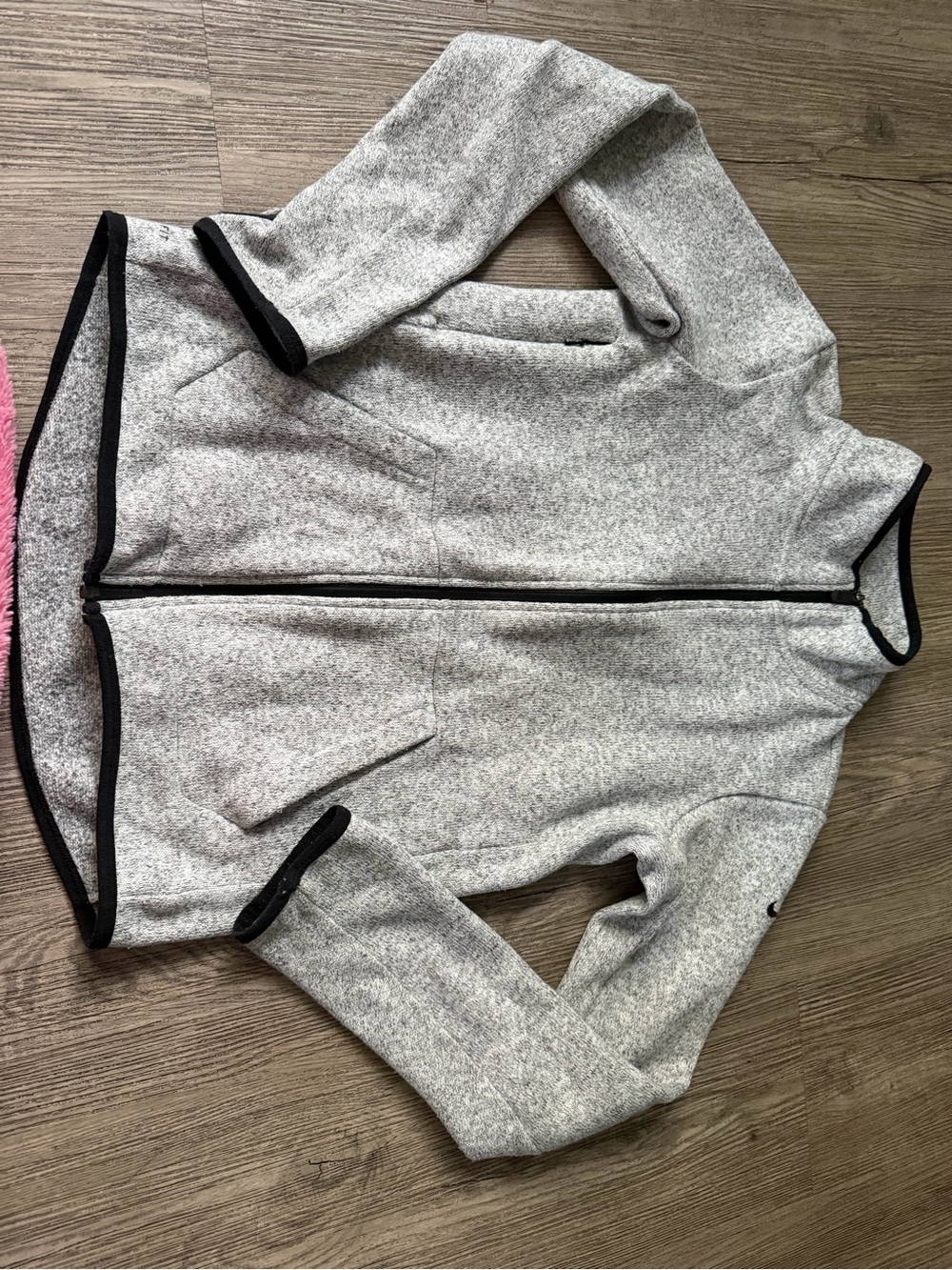 Nike Light Gray Heather Full-Zip Sweater with Black Trim